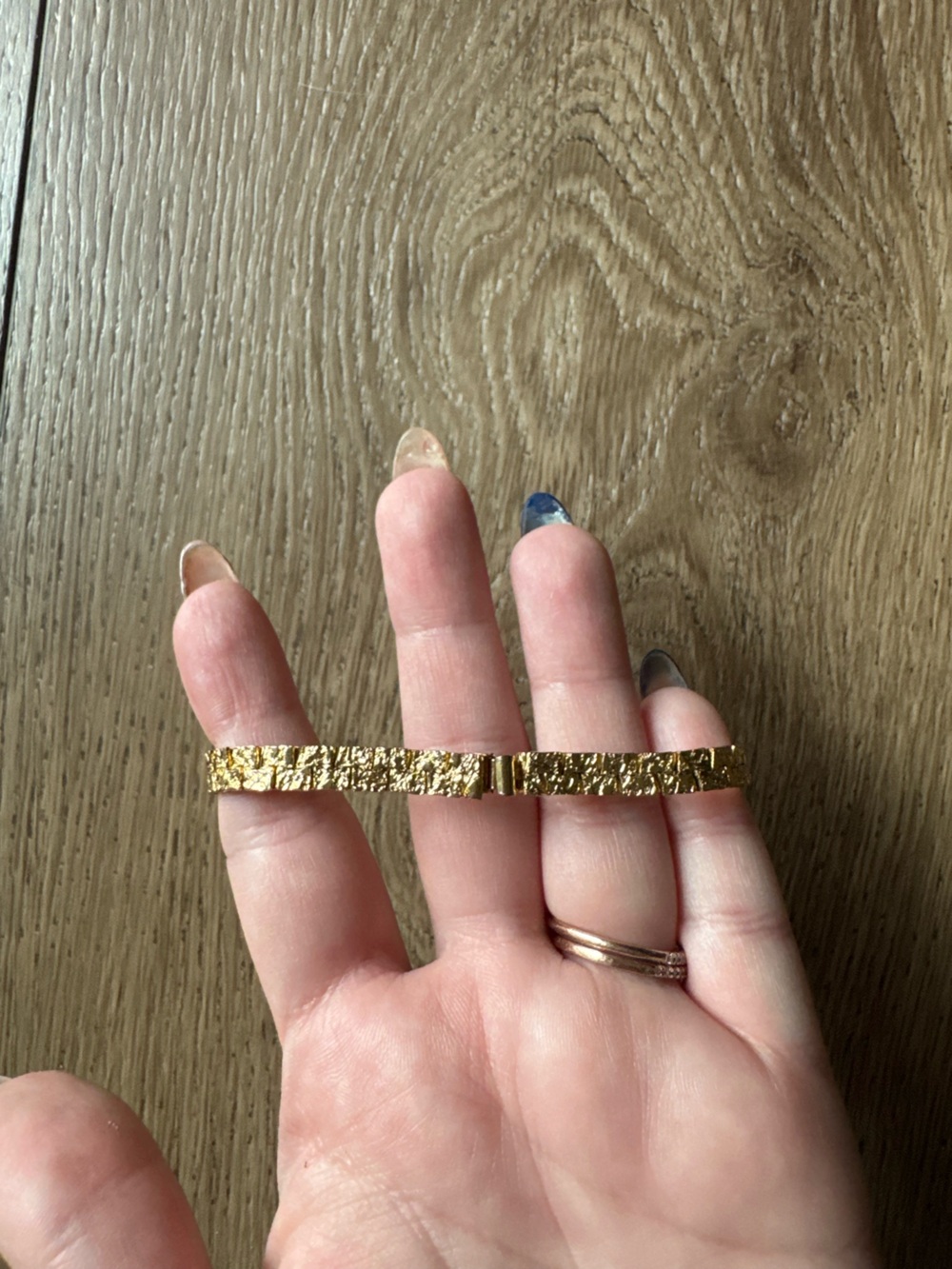 Gold Textured Link Bracelet - Women Jewelry